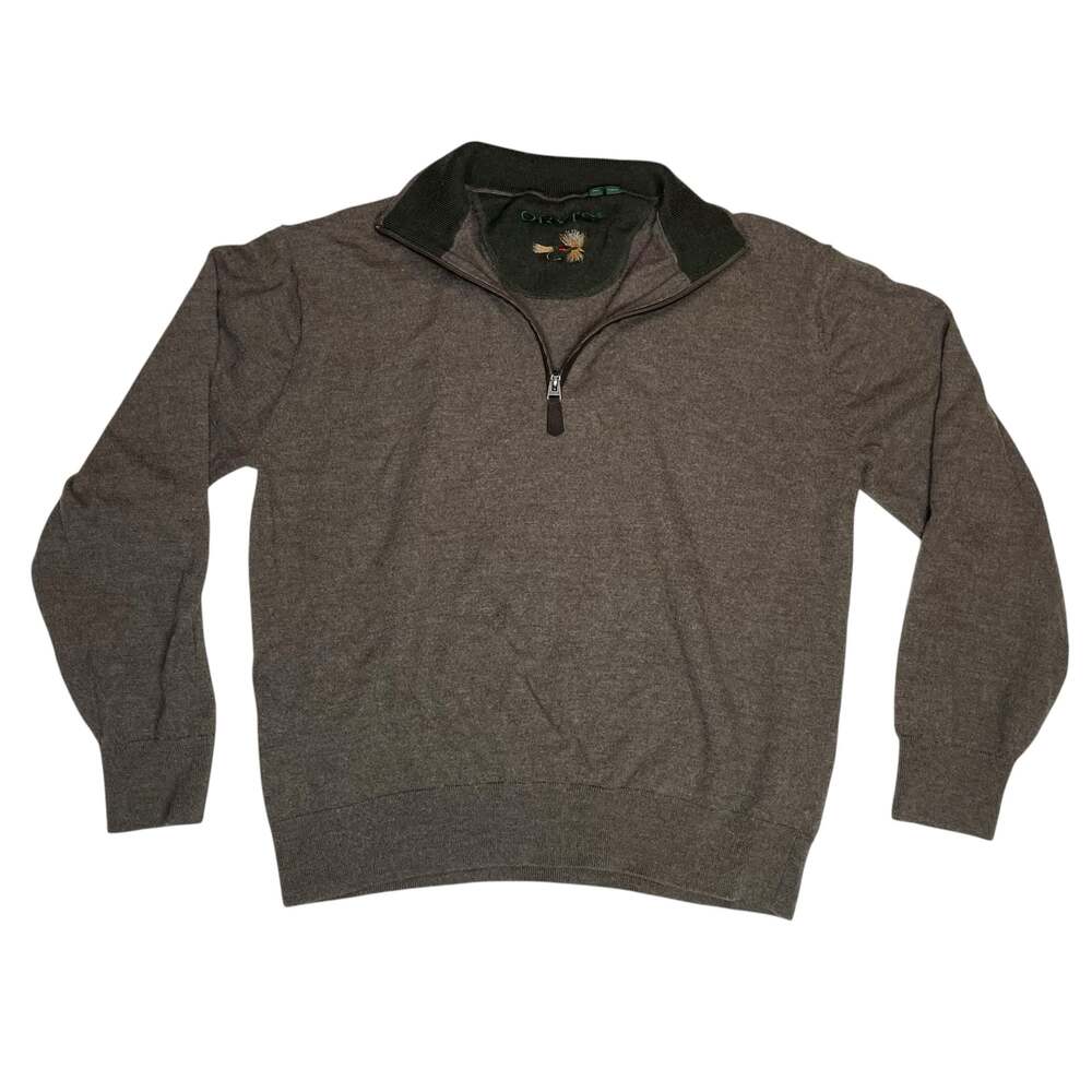 Orvis Quarter Zip Sweater XL Brown Pullover Mock Neck Casual Knit